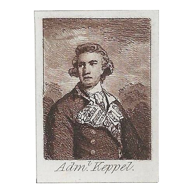 Antique Miniature Engraving of Admiral Keppel For Sale