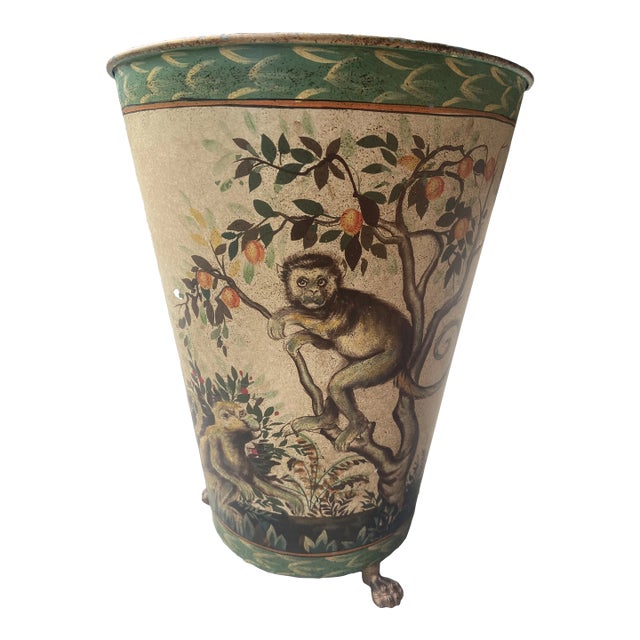 Mid 20th Century Mario Lopez Torres Style Monkey Trash Can Wastebasket For Sale