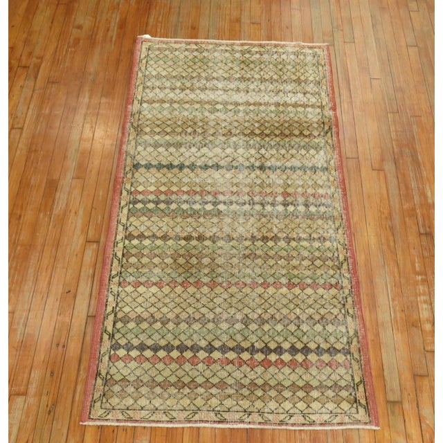 Mid 20th Century Small Pattern Turkish Deco Runner For Sale In New York - Image 6 of 6