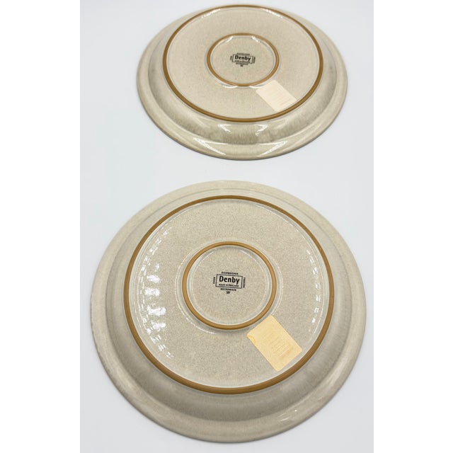 Contemporary Denby Stoneware Linen Medium Salad Plates 2pc Set Made in England For Sale - Image 3 of 3