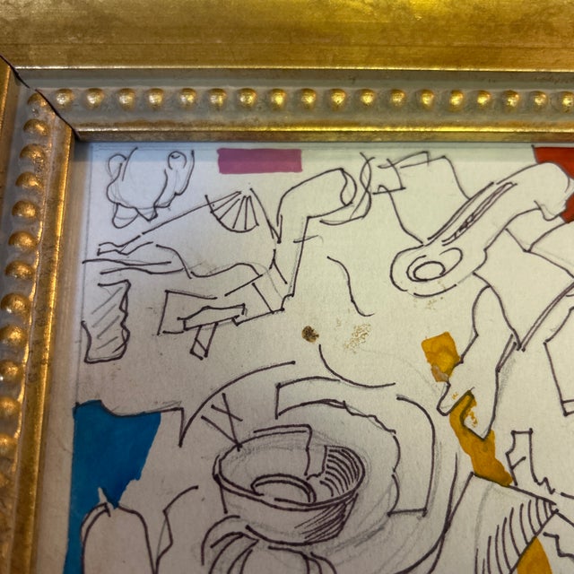1950s 1950’s Original Abstract Expressionist Marker Drawing / Watercolor Painting For Sale - Image 5 of 5