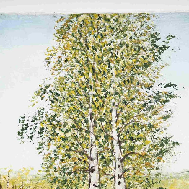 Costanza Mantovani, Countryside and Harvest, Oil on Canvas For Sale - Image 3 of 6
