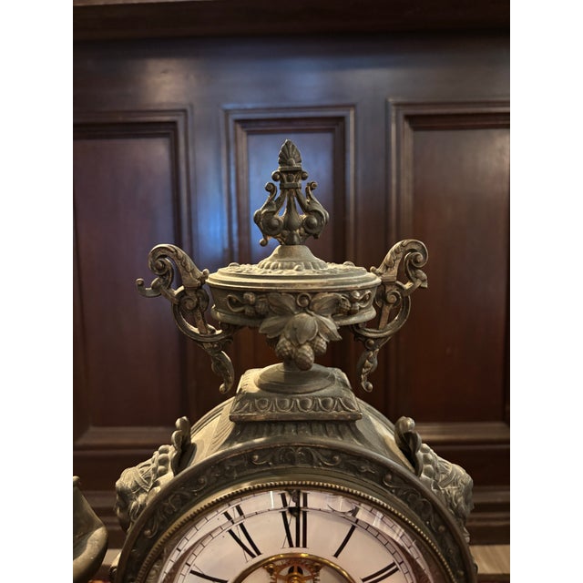 Late 19th Century Antique Ansonia Huntress & Fisher Figural Mantel Clock – New York, 1882 [Mr] For Sale - Image 5 of 12