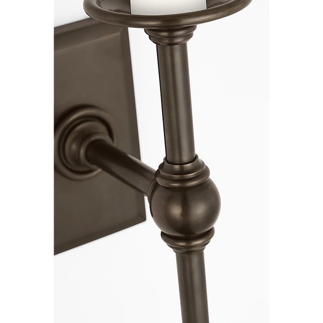 Traditional Chapman & Myers for Visual Comfort Signature Classic 19" Tail Sconce in Bronze with Linen Shades For Sale - Image 3 of 6