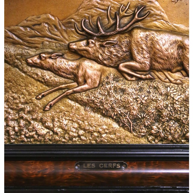Pair 19th Century French Black Forest Style Repoussé Brass Hunting Wall Panels For Sale In Dallas - Image 6 of 11