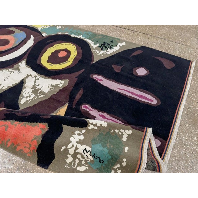 Joan Miró Modern Turkish Deco Rug in Style of Joan Mirorug no. 10964 For Sale - Image 4 of 5