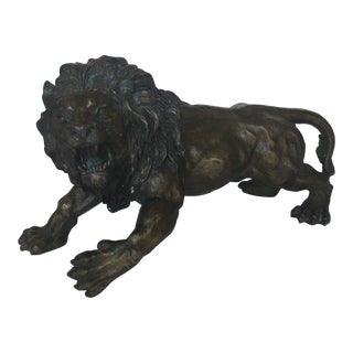 Bronze Roaring Lion Sculpture For Sale