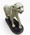 1940s Vintage Hand-Painted Ceramic Leopard Sculpture on Wood Base Cheetah Cat For Sale - Image 5 of 6