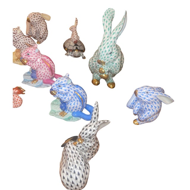 Late 20th Century Set of Ten Herend Fishnet Porcelain Animal Figurines. Hungary, 20th Century. For Sale - Image 5 of 9