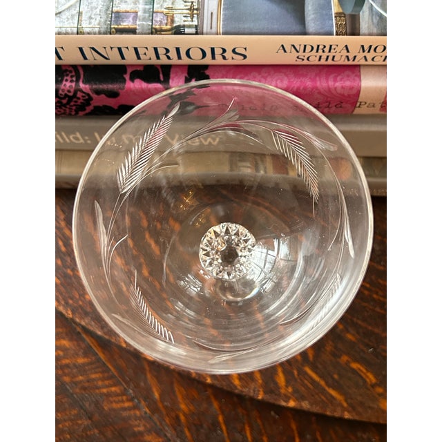 Glass Mid to Late 20th Century Tiffin-Franciscan “Forever Yours” Etched Water Goblets - A Set of 6 For Sale - Image 7 of 7