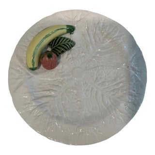 Bordallo Pinheiro White Cabbage Plate With Raised Fruit For Sale