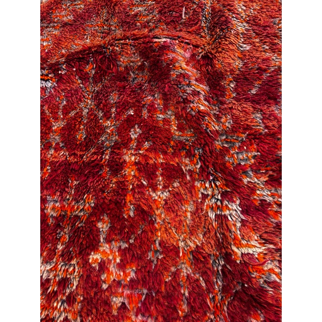 Vintage Moroccan M’Guild Rug 185x330 Cm Handmade Berber Wool Rug Large Red Area Carpet Authentic Atlas For Sale - Image 12 of 17
