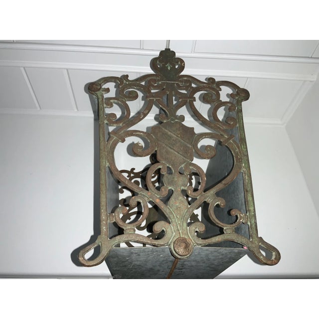 1970s Handcrafted French Style Cast Iron & Galvanized Steel Magazine Rack/ Towel Holder For Sale - Image 10 of 13