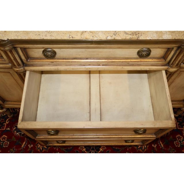 Cream Gustavian Style Marble Top Dresser Commode Chest Attributed to John Richard For Sale - Image 10 of 14