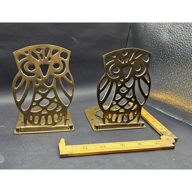 Vintage 1970s Brass Owl Bookends Pair of 2 Made in Taiwan For Sale In Monterey, CA - Image 6 of 8