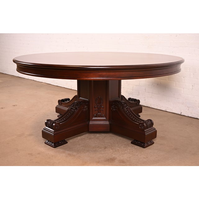 R. J. Horner & Co. R. J. Horner Style Antique Victorian Carved Mahogany Pedestal Dining Table, Newly Refinished For Sale - Image 4 of 12