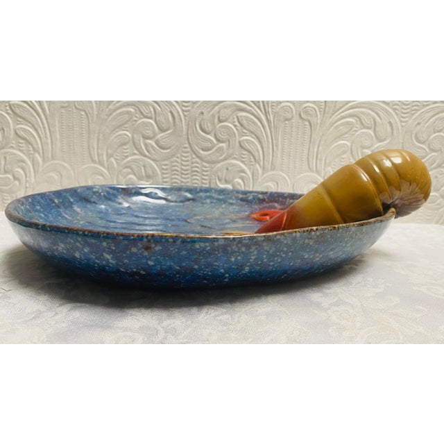 Ceramic Mid Century Majolica Studio Pottery Lobster Bowl Platter For Sale - Image 7 of 11
