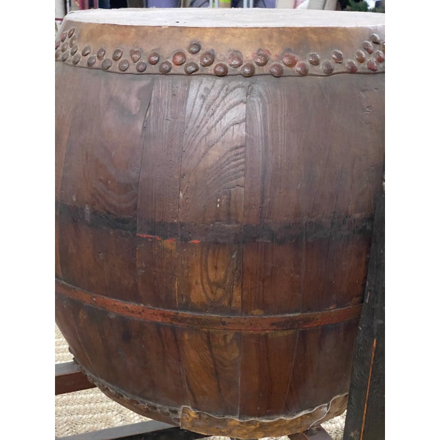 Brown Mid 19th Century Antique Chinese Drum With Stand For Sale - Image 8 of 13