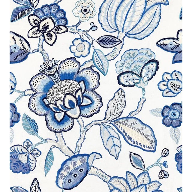 Traditional The House of Scalamandré Coromandel Embroidery Fabric, Porcelain For Sale - Image 3 of 3