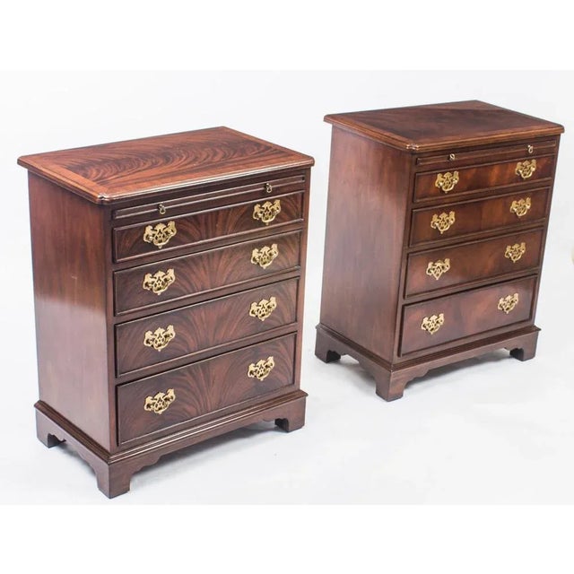Vintage Flame Mahogany Bedside Chests with Slides, 1990s, Set of 2 For Sale - Image 17 of 18