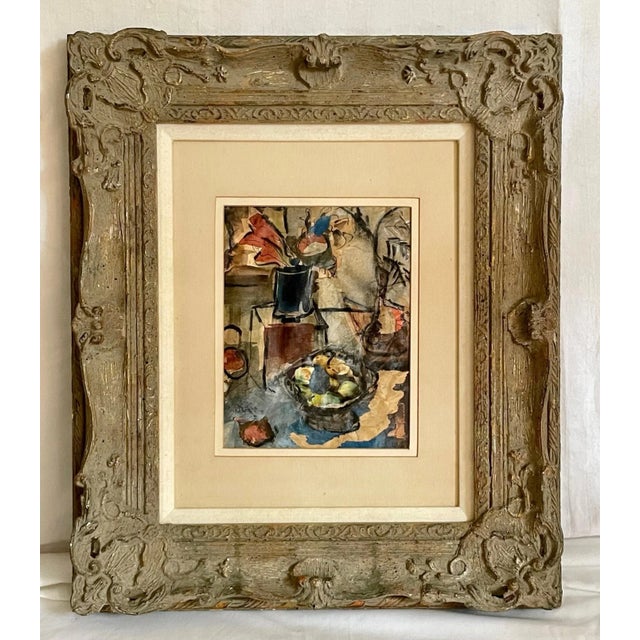 Expressionist Watercolor Modernist Movement Still Life, Signed. For Sale - Image 10 of 10