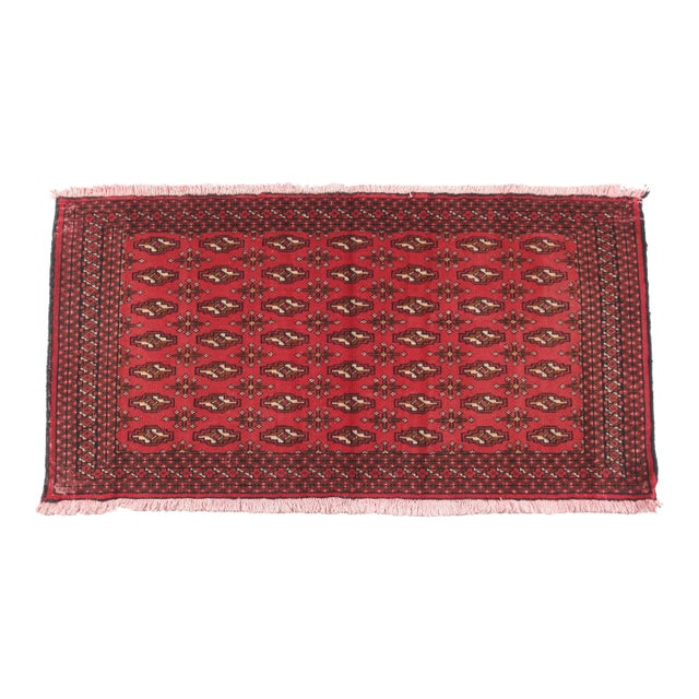 Late 20th Century Handwoven Turkoman Rug, Red Field for Entry -2' 2'' X 4' 7'' For Sale