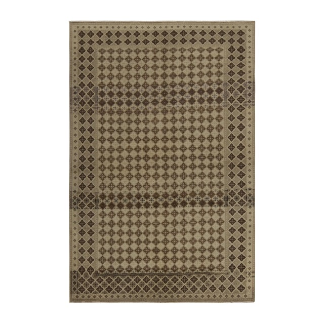 Beige Distressed Vintage Zeki Muren Rug in Beige and Brown Pattern - by Rug & Kilim For Sale - Image 8 of 8