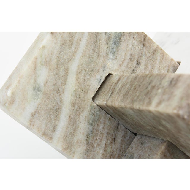 Marble Sculpture of Intersecting Planes and Angles Off White, Tan, Champagne, Beige, Gray For Sale In Miami - Image 6 of 10