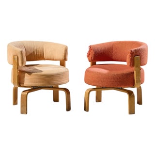 Carina Bengs for Ikea Fridene Mid Century Swedish Bentwood Swivel Lounge Chairs - Pair For Sale