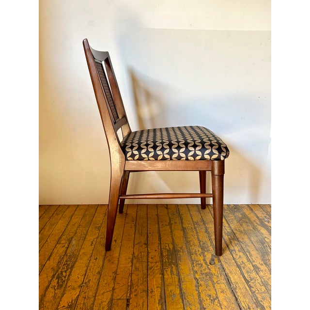 1960s Vintage Mid Mod Walnut Side Chair With Cane Back For Sale - Image 4 of 7