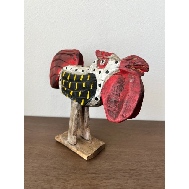 Whimsical Vintage Guatemalan Rooster Folk Art Sculpture For Sale In Dallas - Image 6 of 10