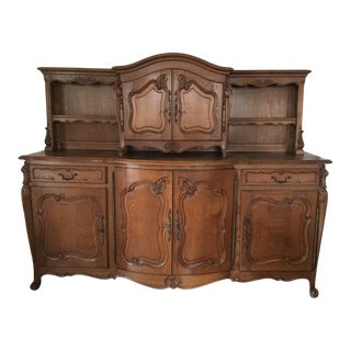 1920s French Oak Bombe 2pc Sideboard For Sale