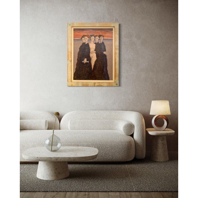 2000 - 2009 Giampaolo Talani "Sunset" Oil on Board, Figurative Nude at Sunset, Tuscan Coastal Art, Contemporary Art by Italian Master For Sale - Image 5 of 10
