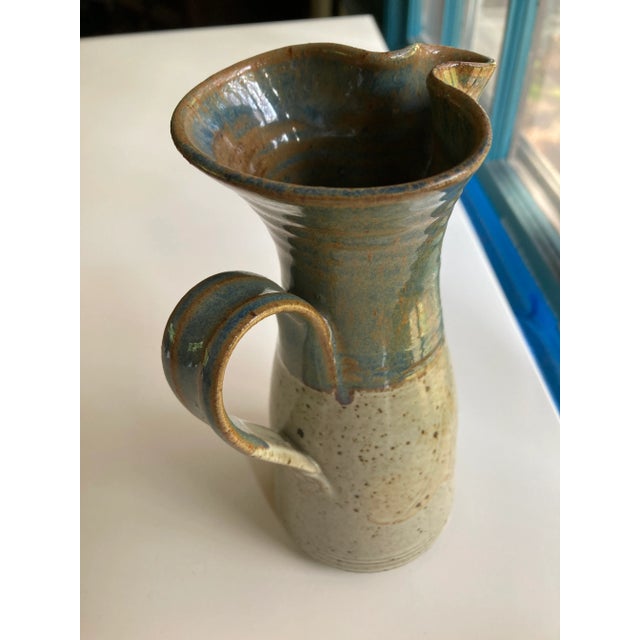 1980s Vintage Handmade Pottery Pitcher For Sale - Image 5 of 6