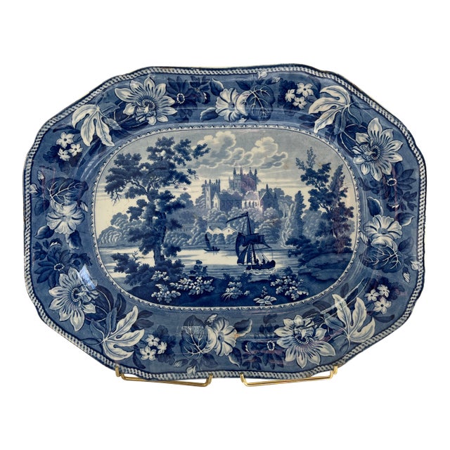 Rare Rippon Yorkshire Ceramic Blue & White Platter, Circa 1830s For Sale