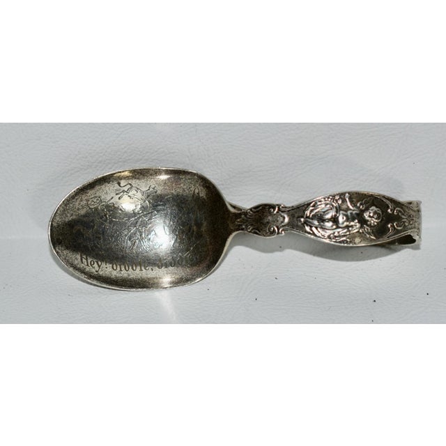 Antique (1905) Baby Spoon has a Nursery rhyme Theme. Made of Sterling Silver - Hallmark. The Measurements: 3.75"W x 1"D x...