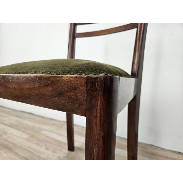 Art Deco Dining Chairs in Walnut and Fabric, 1940, Set of 2 For Sale - Image 11 of 14