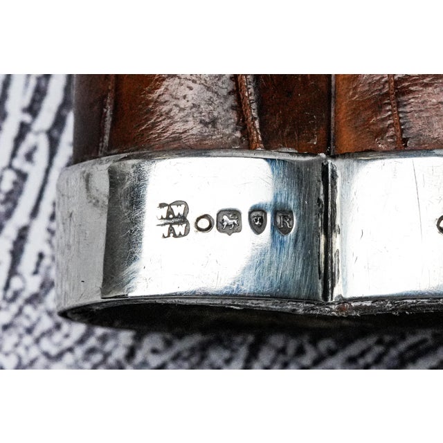 Handsome English Cigar Case Antique Leather Sterling Silver Tobacciana For Sale - Image 14 of 14
