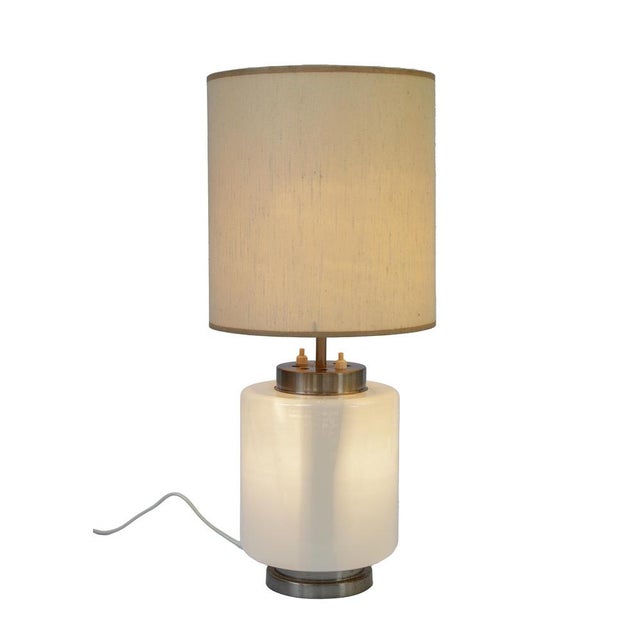 Vintage Brass and Opal Glass Table Lamp from Stilnovo, Italy, 1960s For Sale - Image 3 of 7