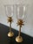 Metal Vintage Large Brass Palm Candleholders With Hurricanes- a Pair For Sale - Image 7 of 9