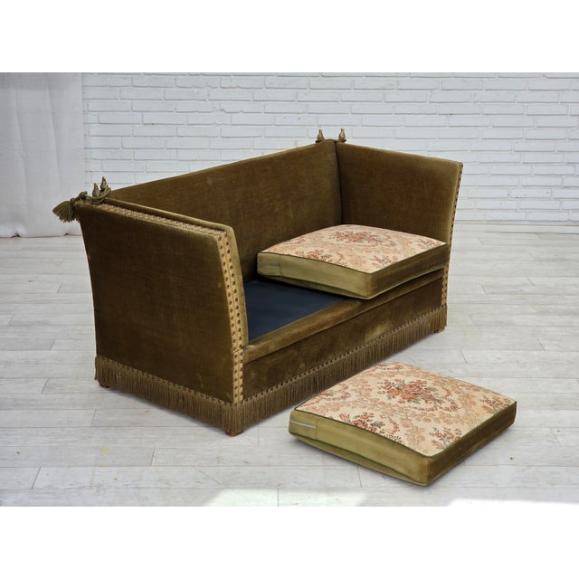 Danish 2-Seater Spanish Drop Arm Sofa in Furniture Velour, 1970s For Sale - Image 12 of 18