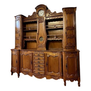 Louis XV Style Bookcase with Clock For Sale