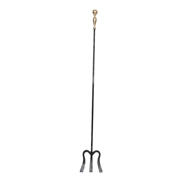 Brass and Wrought Iron Fireplace Trident For Sale