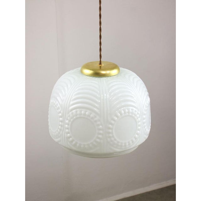 Mid-Century Italian Brass and Opaline Pendant Lamp, 1950s For Sale - Image 13 of 13