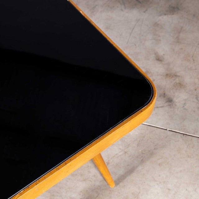 1950’s Czech Side Occasional Table By Jiri Jiroutek – Black Opaxit Glass. Made from Pesky Nabytek in the Czech Republic...