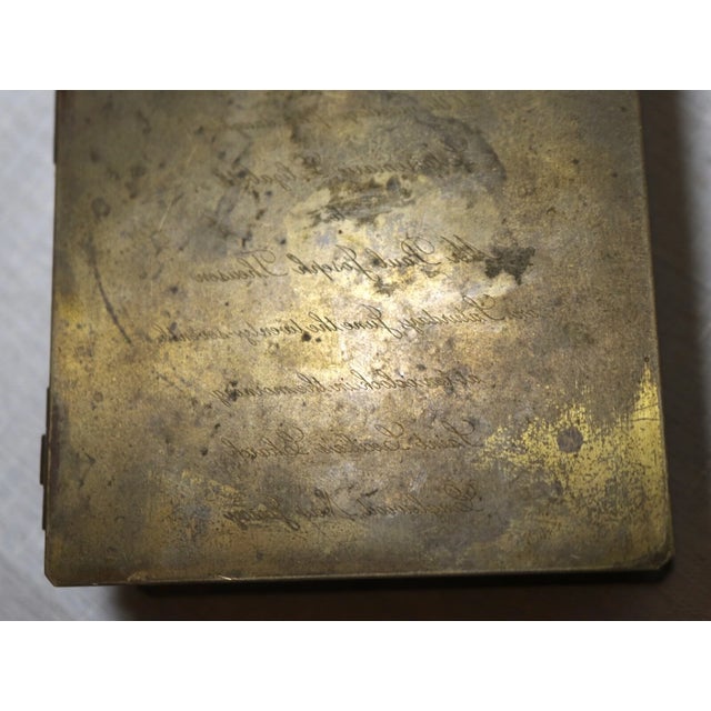 Brass 1800's Antique Berkshire Crafts Brass Marriage Invitation Printing Plate Box For Sale - Image 8 of 12