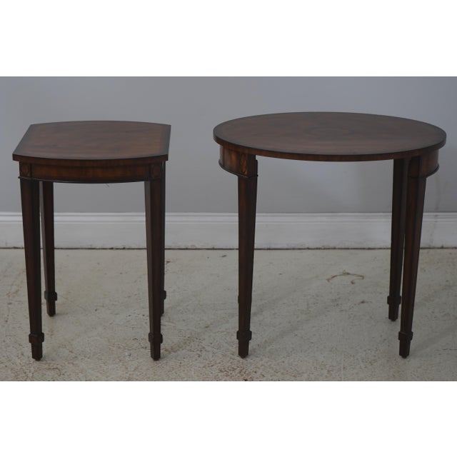 Maitland Smith Oval Pair of Nesting Tables For Sale - Image 10 of 14
