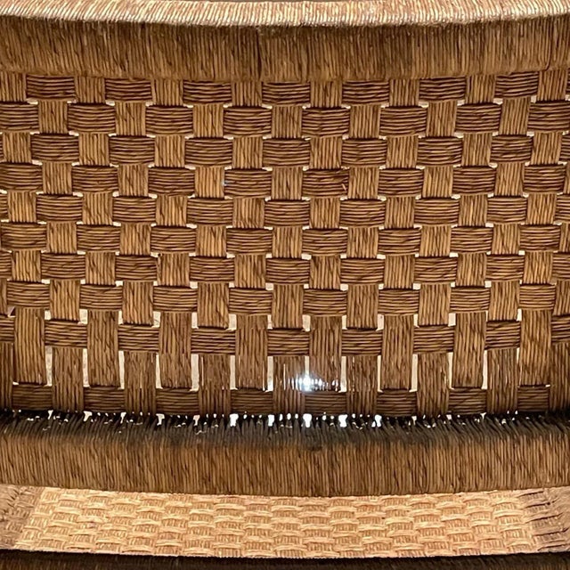 Wood Clara Porset Style Armchair, Red Pine Wood & Seagrass, Mexico, 1940s For Sale - Image 7 of 14