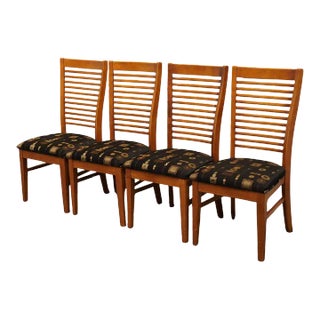 Set of 4 Bassett Furniture Cherry Contemporary Mission Style Dining Side Chairs For Sale