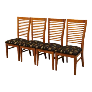Set of 4 Bassett Furniture Cherry Contemporary Mission Style Dining Side Chairs